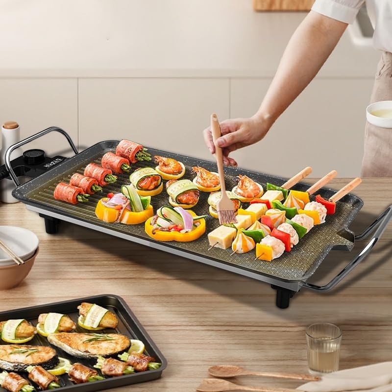 Jolfay Electric Griddle, Portable Smokeless BBQ Barbecue Versatile Griddle Nonstick Teppanyaki Table Top Grill Griddle, Hot Plate 1350 W/Separate for Home Dinner Indoor outdoor Useful Parties Cooking - Image 4