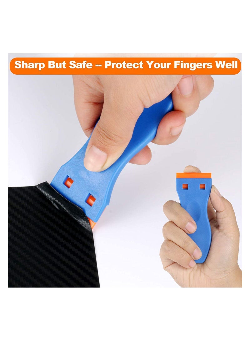 Excefore Plastic Razor Blade Scraper, 2Pcs Scraper Tool with 100Pcs Plastic Blades, Cleaning Scraper Remover for Stickers, Decals, Adhesive, Labels, Paint, Glass, Car, Window, Stove Top, Caulk, No Scratches - Image 4