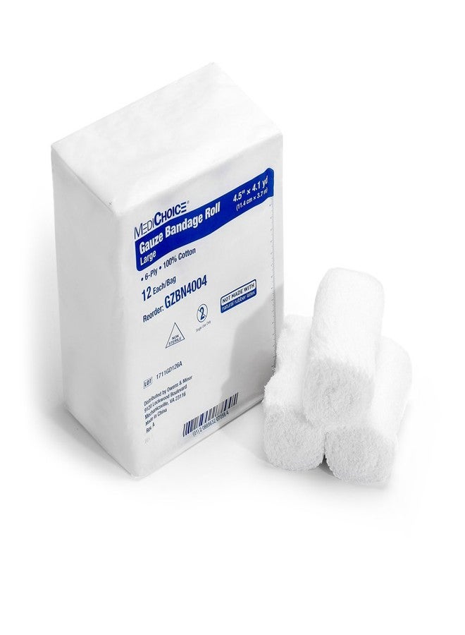 MediChoice Gauze Roll Bandage, 6-Ply, Non-Sterile, Hypoallergenic, 4.5 Inch x 4.1 Yards, White, 1314GZBN4004 (Case of 48) - Image 2