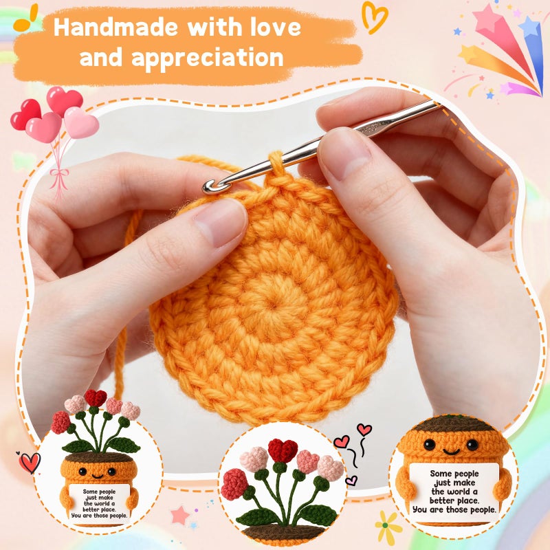 MAMAGIFTREE Crochet Heart Flower â€“ You Make The World a Better Place Quote â€“ Thoughtful Gift for Appreciation, Encouragement, Coworkers, Teachers, or Friends - Image 3