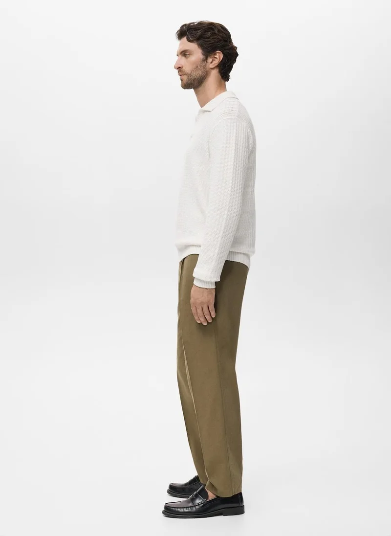 مانجو مان Knitted structured polo sweater