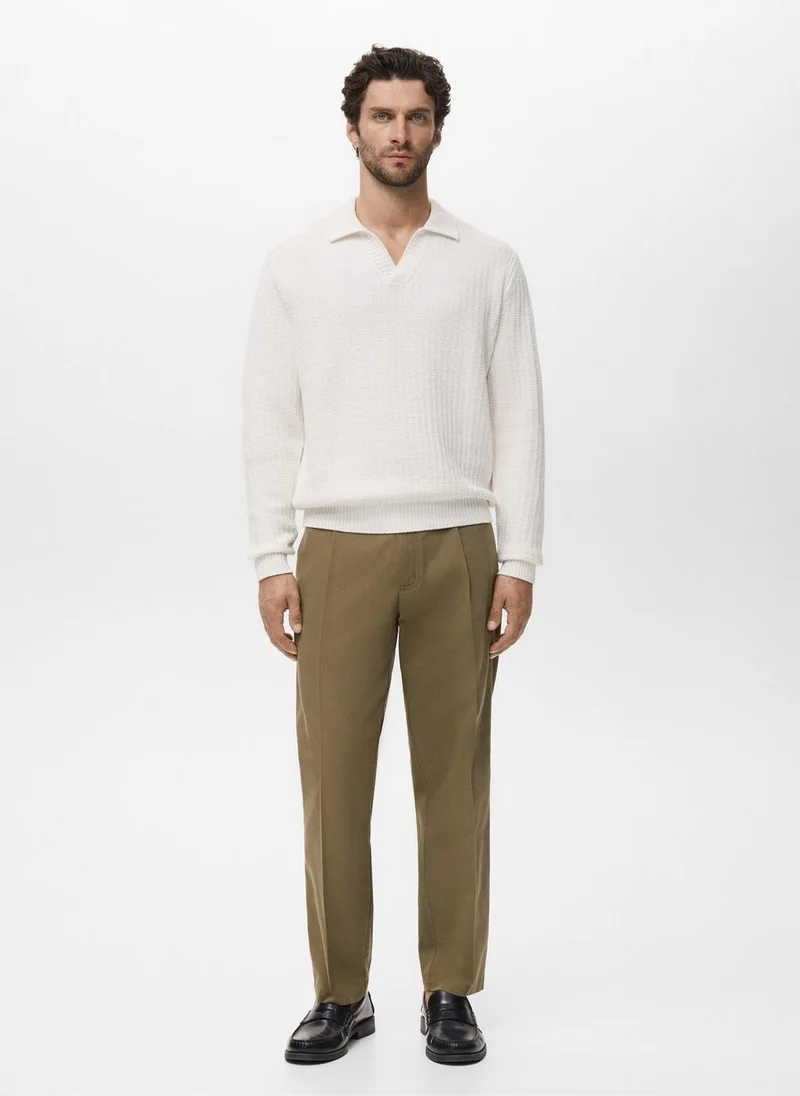مانجو مان Knitted structured polo sweater