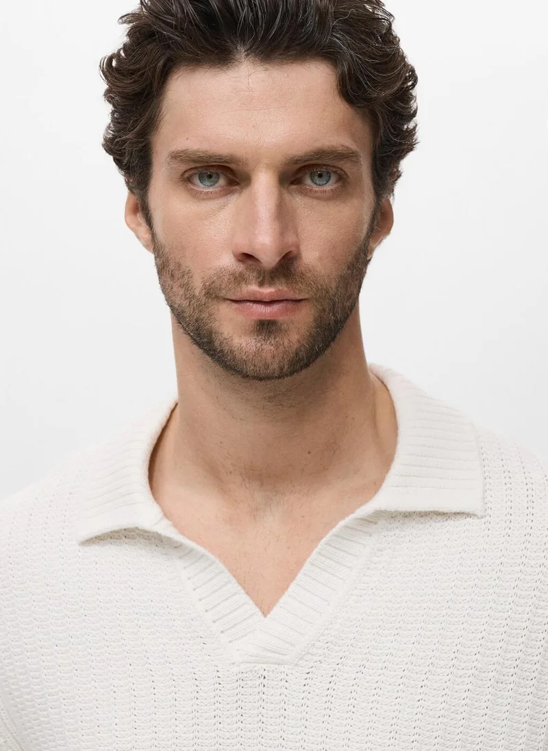 مانجو مان Knitted structured polo sweater