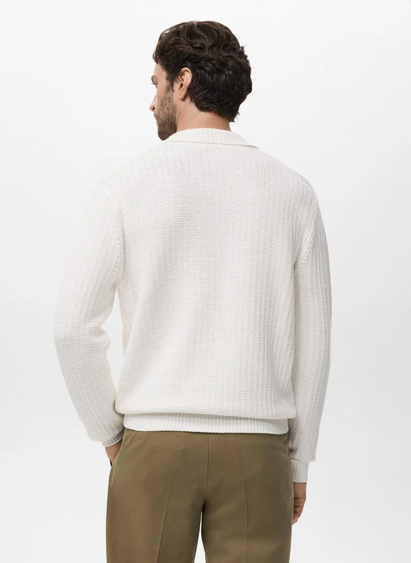 Mango Man Knitted structured polo sweater