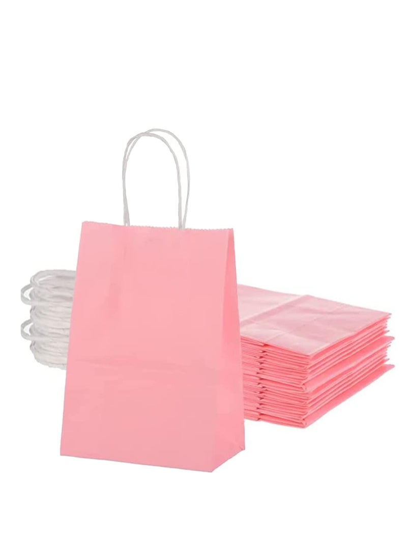ECVV أكياس هدايا ECVV مجموعة 48 قطعة أكياس ورقية صديقة للبيئة مع مقابض أكياس ورقية بالجملة أكياس تسوق أكياس كرافت أكياس بيع أكياس حفلات (وردي، 27 * 22 * 11 سم) - Image 1
