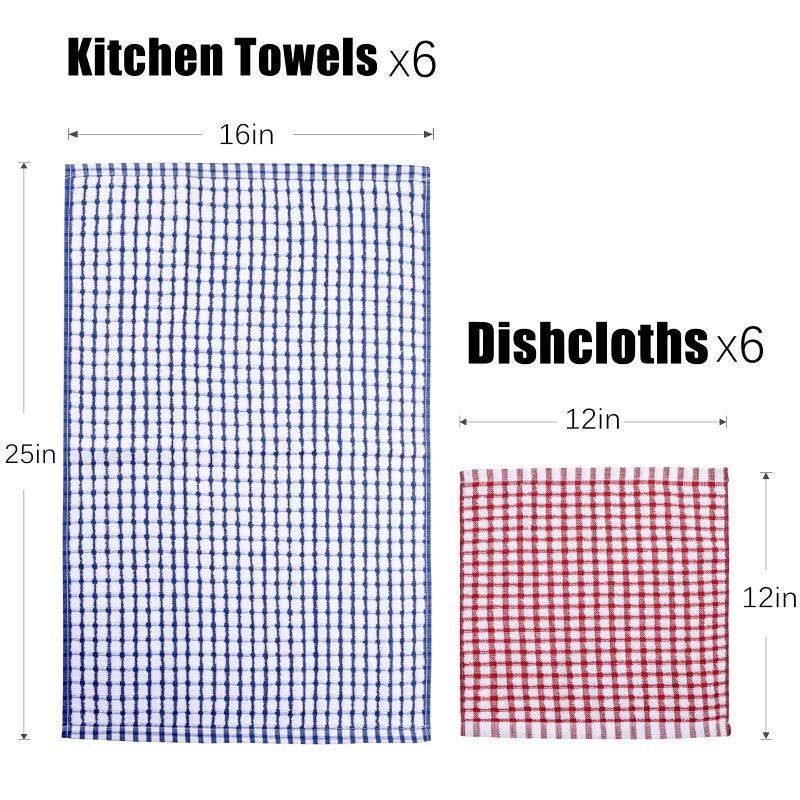 AOTBAT Kitchen Towels and Dishcloths Set, 16 x 25 12 12, Set of Bulk Cotton Dish for Washing Dishes Rags Everyday Cooking Baking - Image 2