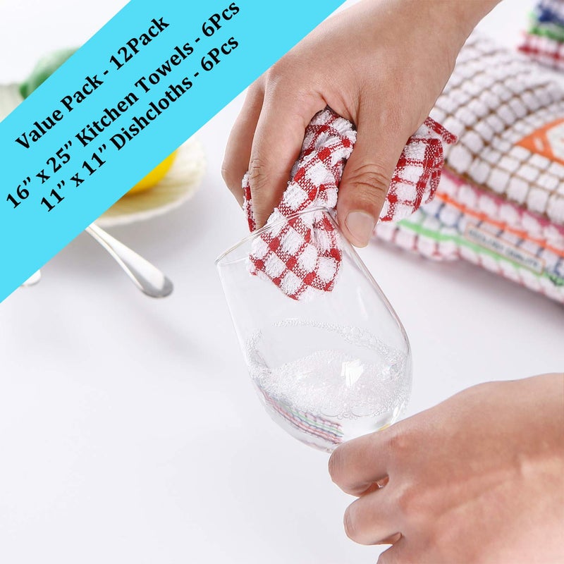 AOTBAT Kitchen Towels and Dishcloths Set, 16 x 25 12 12, Set of Bulk Cotton Dish for Washing Dishes Rags Everyday Cooking Baking - Image 3