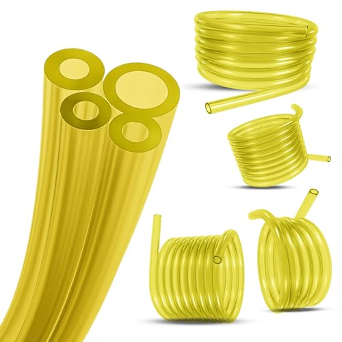 KESEM 4 Sizes Assoreted Fuel Line Hose Replacement Tubing for Two Stroke / 2 Cycle Small Enginge ower Tools, Petrol Gas Pipe for Lawn Mower String Trimmer Chainsaw Leaf Blower, Fit Most Brands (Yellow) - Image 1