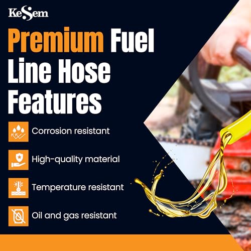 KESEM 4 Sizes Assoreted Fuel Line Hose Replacement Tubing for Two Stroke / 2 Cycle Small Enginge ower Tools, Petrol Gas Pipe for Lawn Mower String Trimmer Chainsaw Leaf Blower, Fit Most Brands (Yellow) - Image 5