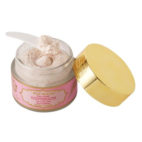 RYLLZ ESSENTIALS Rice Water Face Scrub | with Niacinamide, Hyaluronic Acid, Ceramide & Vitamin C | for Glass Skin, Dull Skin, Dead Skin Cells, Whiteheads, Blackheads, Dark Spots, Uneven & Dull Skin | Exfoliating Scrub | For All Skin Types | Korean Skincare | 100ml - Image 3