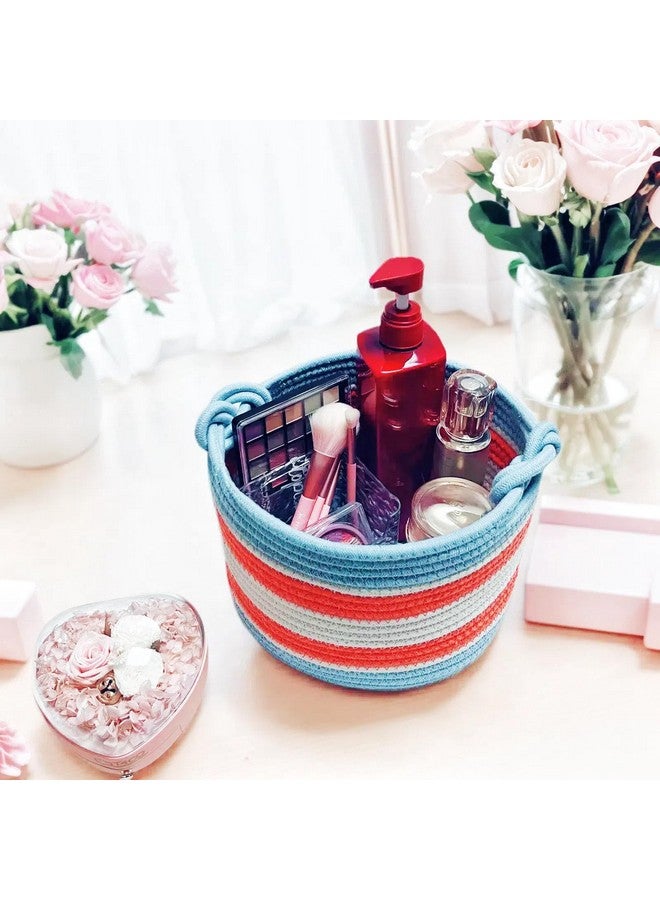 Bellar Small Rope Basket,Shelf Storage Baskets for Organizing,Cute Rainbow Storage Basket,Round Decorative Box for Kids,Woven Rope Storage Snack Storage Area Decorative Boxes Aesthetic -9.4’’*7.1’’ - Image 3
