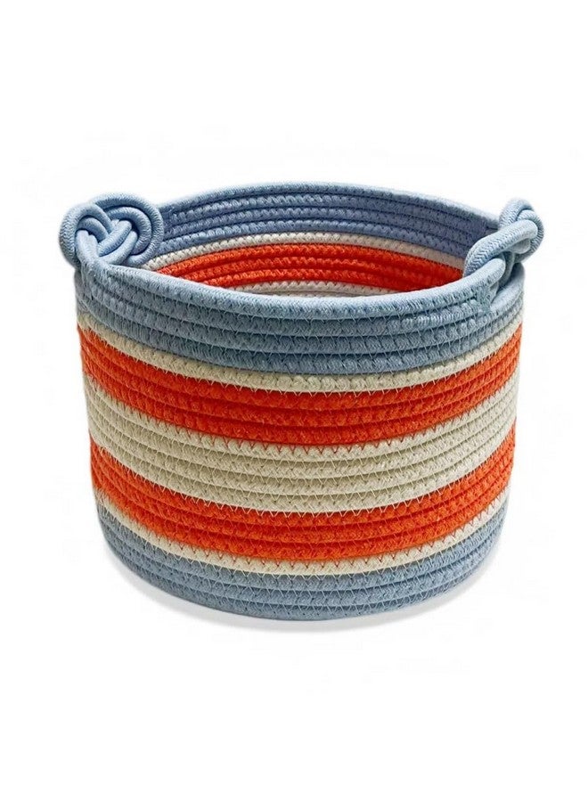 Bellar Small Rope Basket,Shelf Storage Baskets for Organizing,Cute Rainbow Storage Basket,Round Decorative Box for Kids,Woven Rope Storage Snack Storage Area Decorative Boxes Aesthetic -9.4’’*7.1’’ - Image 1