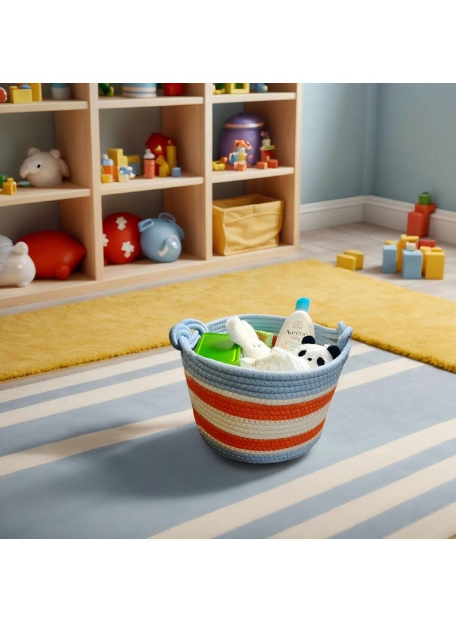 Bellar Small Rope Basket,Shelf Storage Baskets for Organizing,Cute Rainbow Storage Basket,Round Decorative Box for Kids,Woven Rope Storage Snack Storage Area Decorative Boxes Aesthetic -9.4’’*7.1’’ - Image 4