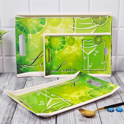 UPC U.P.C Tray Set for Serving, Tray for Multi-Use, Tray for Serving, Serving Tray Set of 3-(Small, Medium & Large) - Image 2