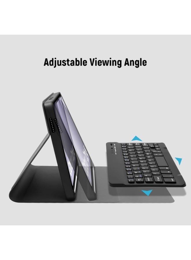Muzz Keyboard Case for Samsung Galaxy Tab A9 Slim Lightweight Stand Cover with Magnetically Detachable Wireless Bluetooth Keyboard For (Galaxy Tab A9 8.7 Inch 2023) - Image 4