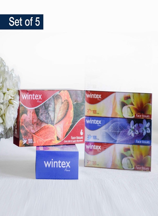 Wintex PRIME 2 Ply Facial Tissue (Pack of 5 boxes, 200 Sheets/100 Pulls per Box) - Image 2