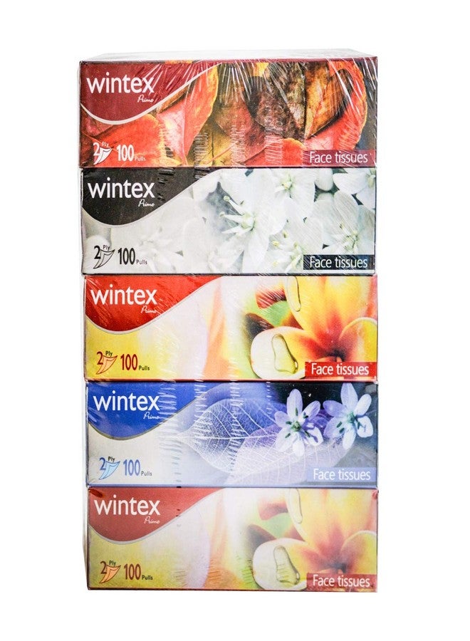 Wintex PRIME 2 Ply Facial Tissue (Pack of 5 boxes, 200 Sheets/100 Pulls per Box) - Image 1