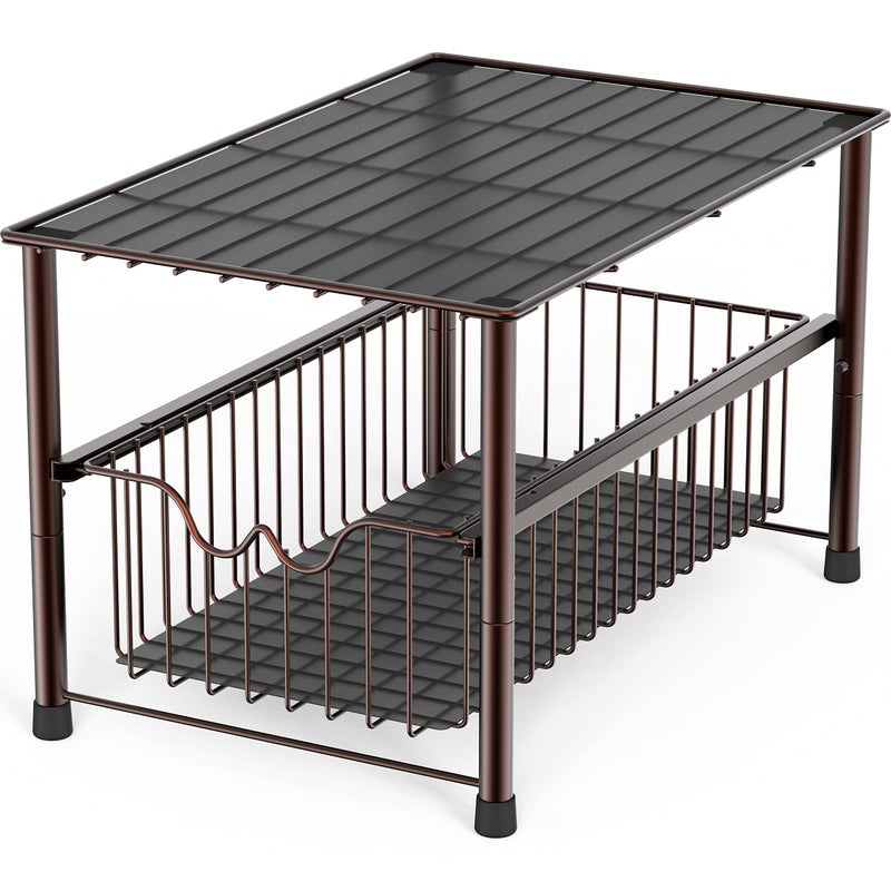 Deco Brothers Deco Brothers Stackable Under Sink Organizer with Sliding Basket Bronze 