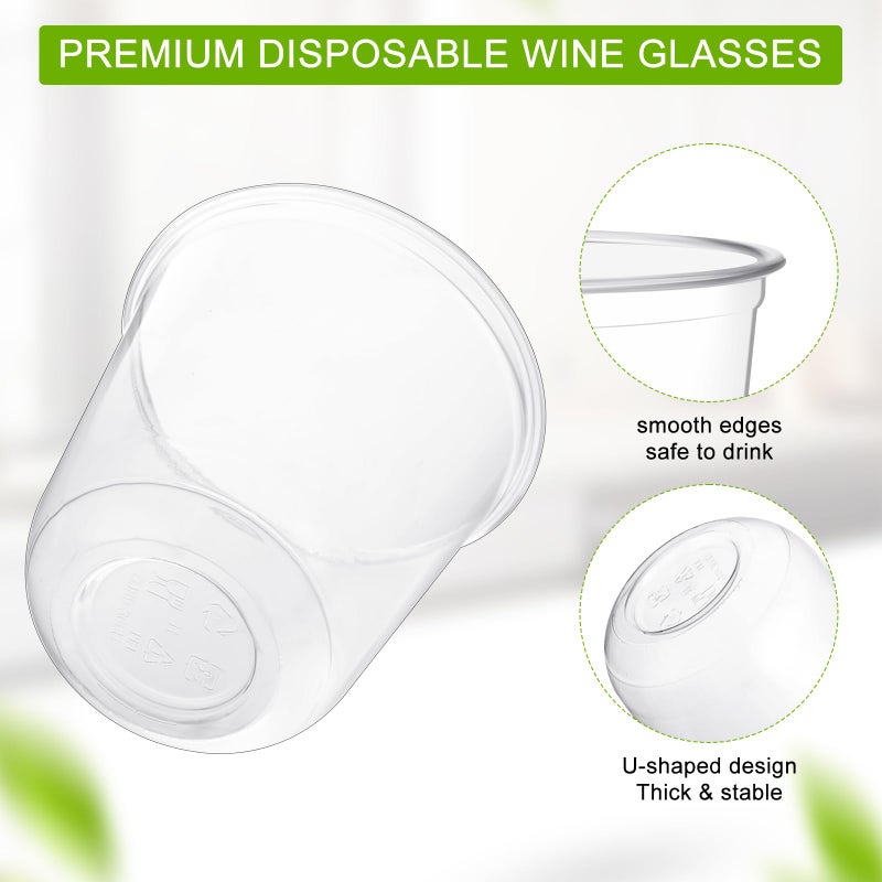 Ziliny 50 Pcs Disposable Stemless Glasses 12oz Crystal Plastic Wine Glasses Clear Classic Pet Cup for Meeting Weddings Birthdays Cocktail Christmas Party Supplies (Clear) - Image 4