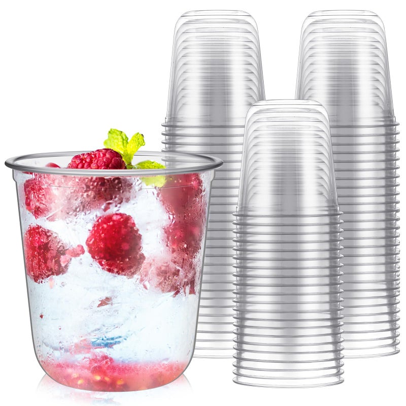 Ziliny 50 Pcs Disposable Stemless Glasses 12oz Crystal Plastic Wine Glasses Clear Classic Pet Cup for Meeting Weddings Birthdays Cocktail Christmas Party Supplies (Clear) - Image 1