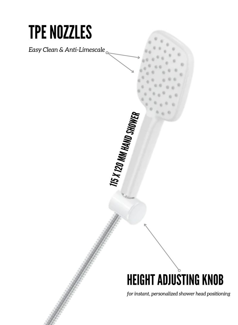 MAAT Aqua White Rain Shower Set | Turkish Craftsmanship | Elegant White Finish | Modern Bathroom Upgrade  - Image 3