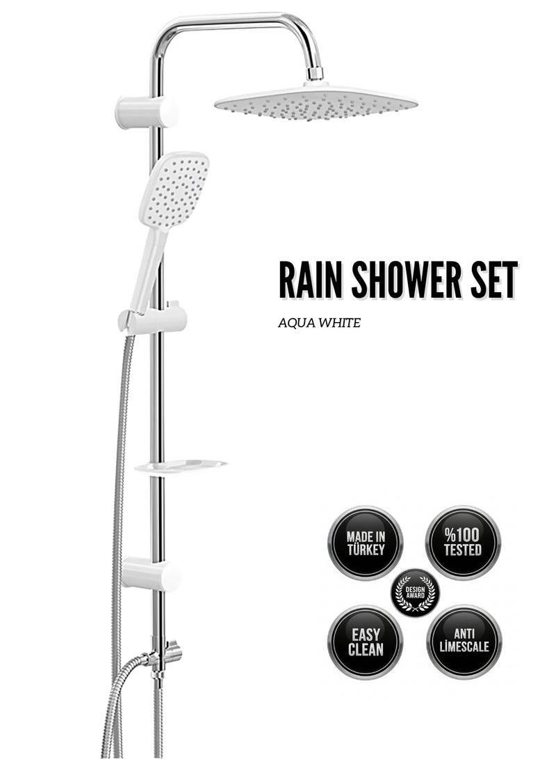 MAAT Aqua White Rain Shower Set | Turkish Craftsmanship | Elegant White Finish | Modern Bathroom Upgrade  - Image 1