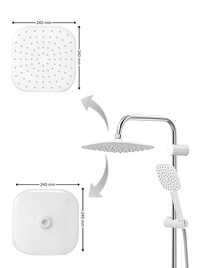 MAAT Aqua White Rain Shower Set | Turkish Craftsmanship | Elegant White Finish | Modern Bathroom Upgrade  - Image 2