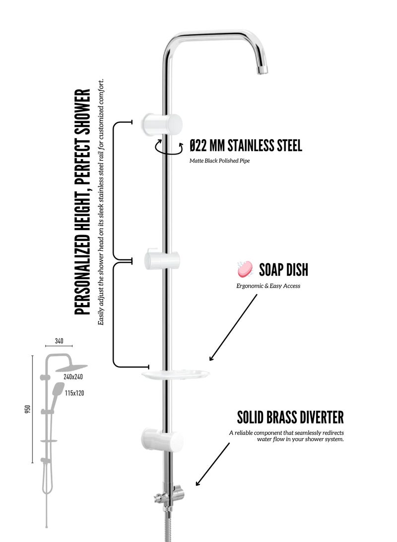 MAAT Aqua White Rain Shower Set | Turkish Craftsmanship | Elegant White Finish | Modern Bathroom Upgrade  - Image 5