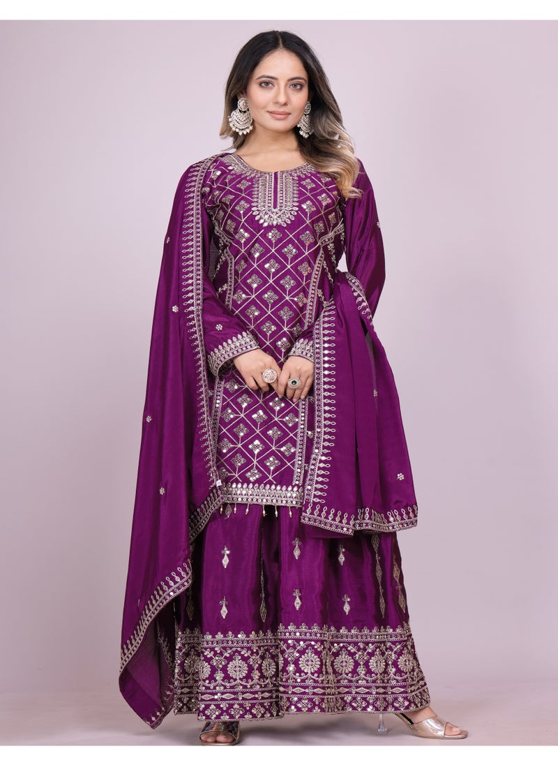Super Asian Elegant Chinnon Lehenga Set with Coding Sequence Embroidery – Fully Stitched Festive Wear  - Image 2