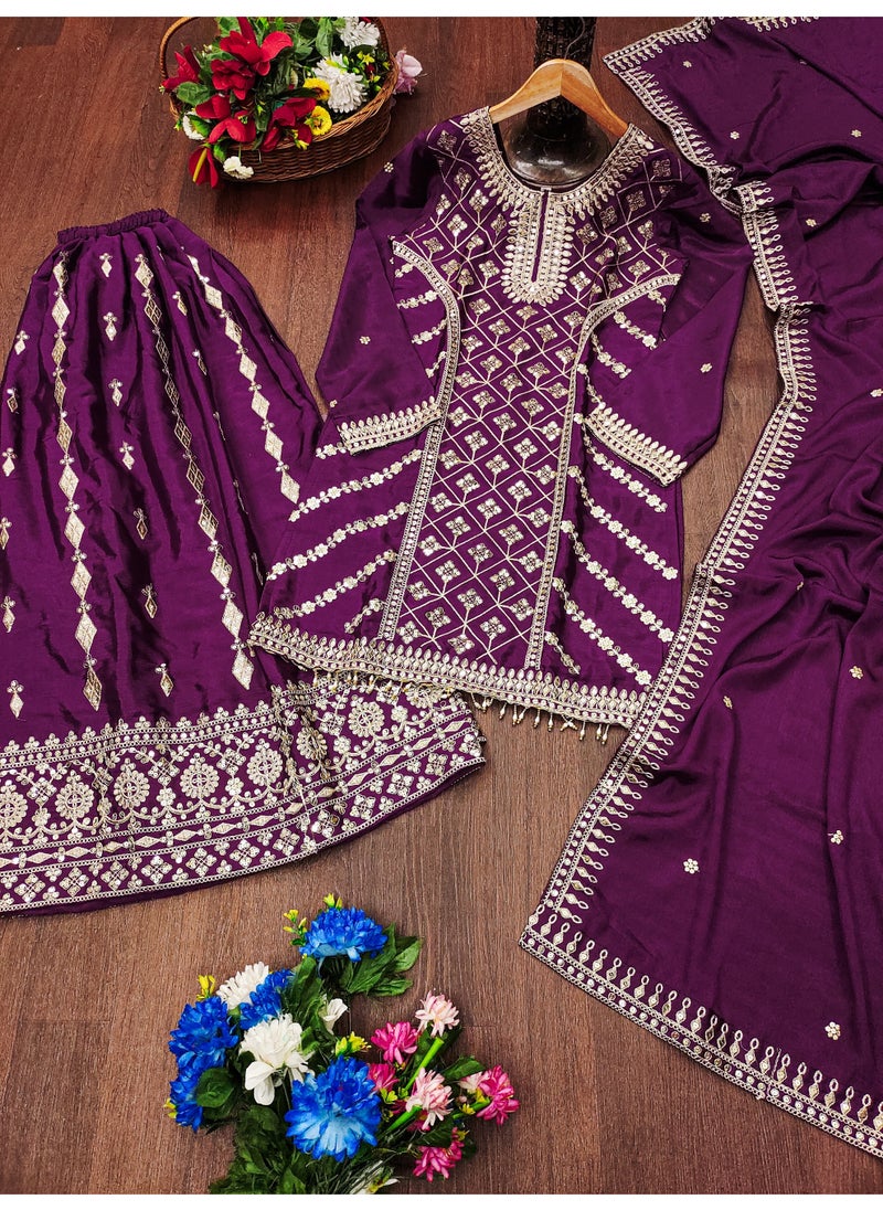 Super Asian Elegant Chinnon Lehenga Set with Coding Sequence Embroidery – Fully Stitched Festive Wear  - Image 5
