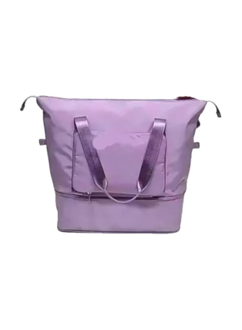 Large Capacity Foldable Waterproof Duffel Bag with Dry Wet Separation for Women, Expandable Sports Travel Bag for Women (Purple) - Image 2