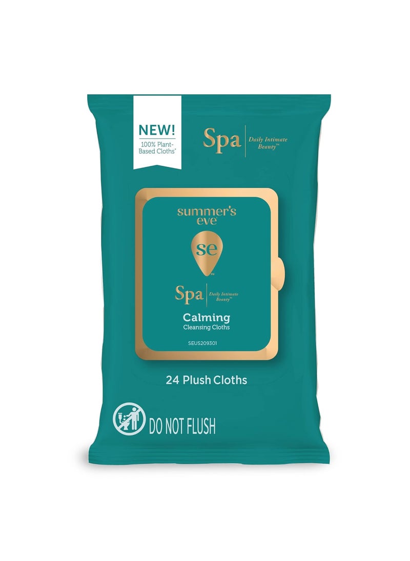 Summer's Eve - Summer's Eve Spa Calming Chamomile Feminine Wipes, 100% Plant Based*, pH balanced Plush Cloths, 24 Count - Image 1