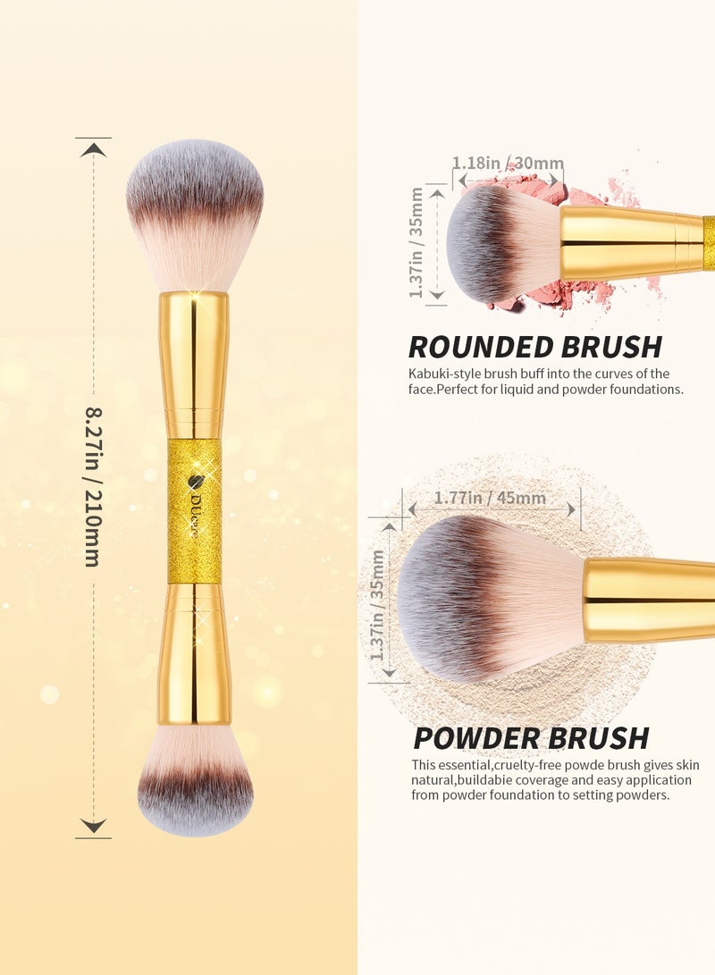 دي يو كير مجموعة فرش مكياج دوكير المهنية: فرشاة مزدوجة للمعجون والكونتور وفرشاة مزدوجة للبلاشر والبرونزر لتوزيع لا تشوبه شائبة - Image 3