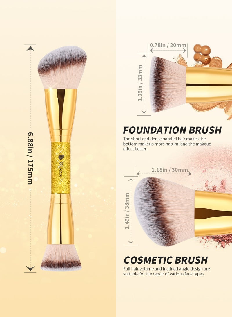 دي يو كير مجموعة فرش مكياج دوكير المهنية: فرشاة مزدوجة للمعجون والكونتور وفرشاة مزدوجة للبلاشر والبرونزر لتوزيع لا تشوبه شائبة - Image 2