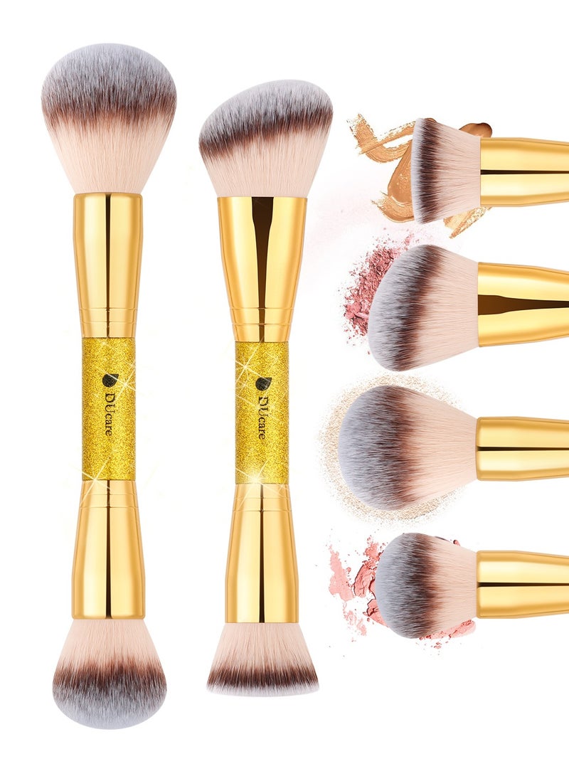 دي يو كير مجموعة فرش مكياج دوكير المهنية: فرشاة مزدوجة للمعجون والكونتور وفرشاة مزدوجة للبلاشر والبرونزر لتوزيع لا تشوبه شائبة - Image 1