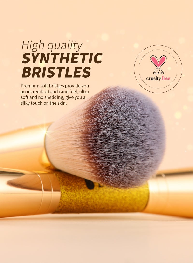 دي يو كير مجموعة فرش مكياج دوكير المهنية: فرشاة مزدوجة للمعجون والكونتور وفرشاة مزدوجة للبلاشر والبرونزر لتوزيع لا تشوبه شائبة - Image 4