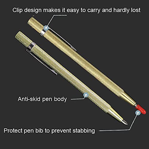 Vebacidi Scribe Tool 2 Pieces Tungsten Carbide Tip Scriber Engraved Pen For Tile/Glass/Wood/Ceramics/Metal/Gold/Welding - Image 4