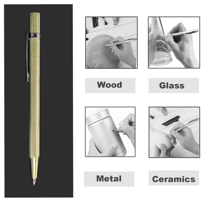 Vebacidi Scribe Tool 2 Pieces Tungsten Carbide Tip Scriber Engraved Pen For Tile/Glass/Wood/Ceramics/Metal/Gold/Welding - Image 2
