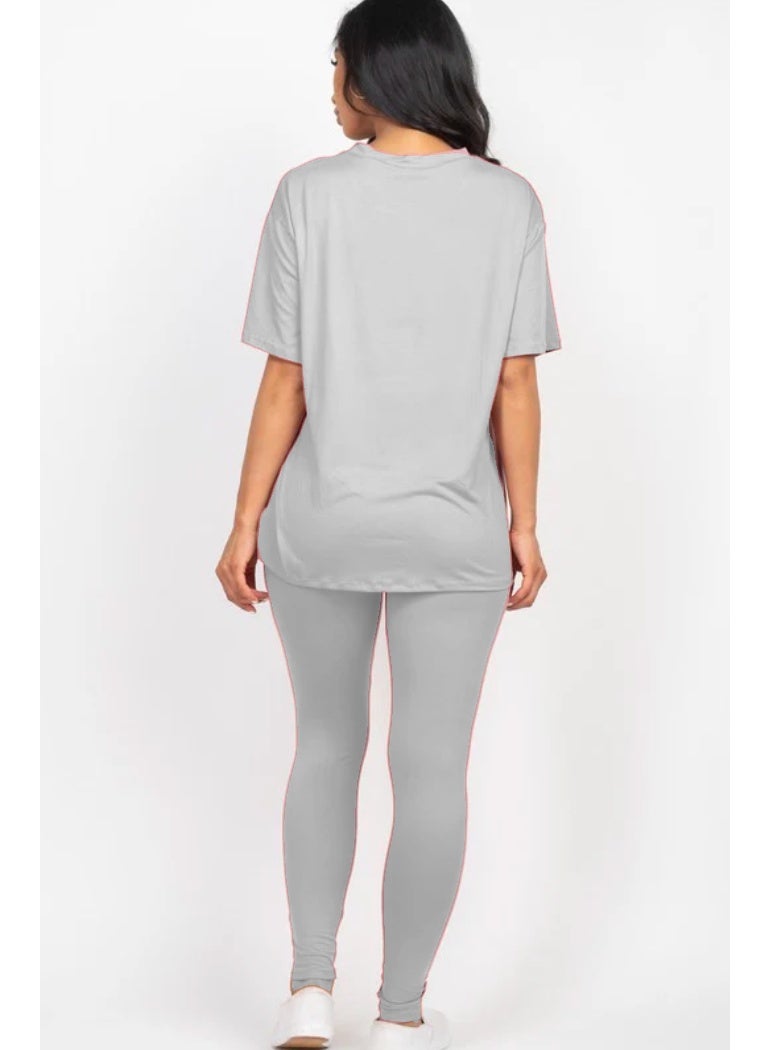 Oversized T-Shirt with Fitted Leggings Co-Ord Set for Women  - Image 2
