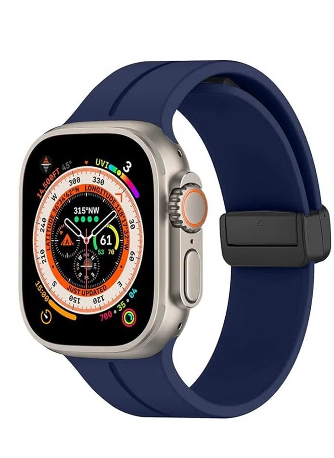 Generic - Magnetic Folding Buckle Strap for Apple Watch Band 41mm 40mm 38mm Silicone Sport Strap Replacement Band for Apple Watch Series Ultra/8/7/SE/6/5/4/3/2/1 - Image 1