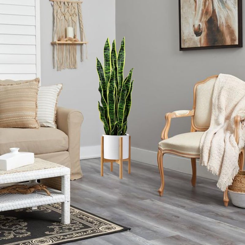 DILATATA 2 Set Large Fake Snake Plant 35 Inch Sansevieria Plant Artificial Snake Plants in Pots with Woven Basket Faux Mother In Law Tongue Plant - 30 Leaves Fake Laurentii for Indoor Outdoor Home Office Decor - Image 4