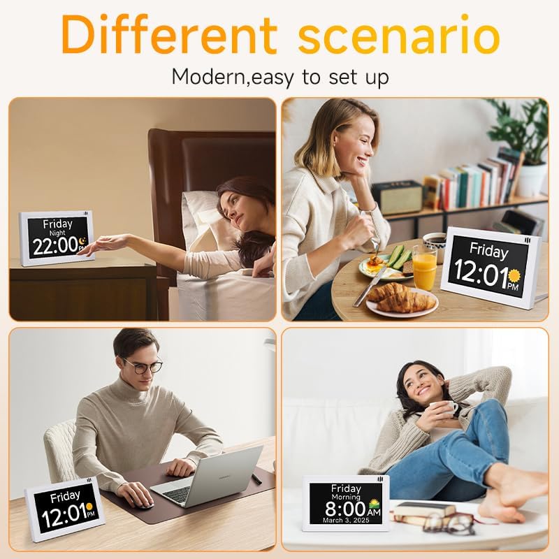Mitoart Digital Alarm Clock with Date and Day of Week for Dementia Seniors, Clear Large Screen, Multiple Alarm Sets, Auto DST, Designed Specifically for Elderly - Image 5