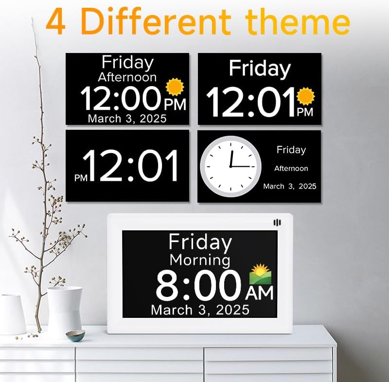 Mitoart Digital Alarm Clock with Date and Day of Week for Dementia Seniors, Clear Large Screen, Multiple Alarm Sets, Auto DST, Designed Specifically for Elderly - Image 3