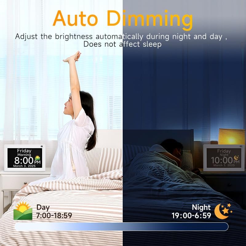 Mitoart Digital Alarm Clock with Date and Day of Week for Dementia Seniors, Clear Large Screen, Multiple Alarm Sets, Auto DST, Designed Specifically for Elderly - Image 2