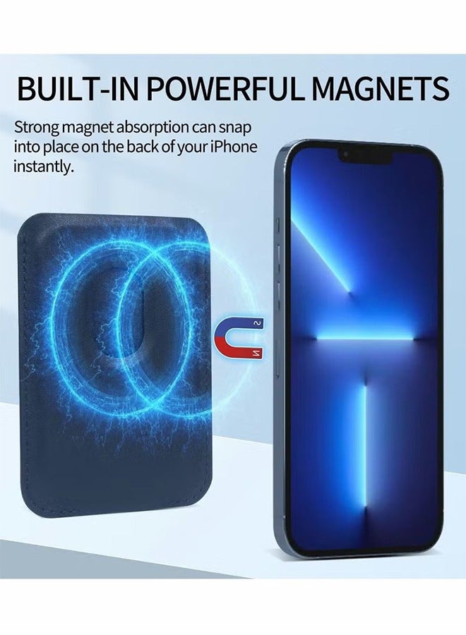 HY Card Holder for Back of Phone, Magnetic Phone Stand Wallet Apple MagSafe, Sleeve Stick on as Detachable Compatible iPhone 12 Pro MAX（Navy） - Image 3