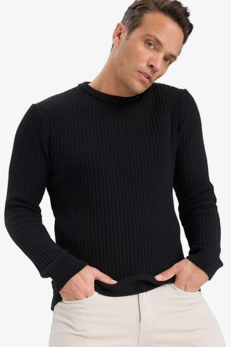 ديفاكتو Standard Fit Crew Neck Knitwear Pullover