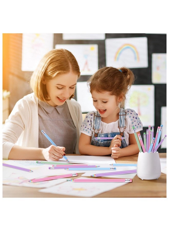 Ainiv 24Pcs Eco-Friendly Wood & Plastic Free Recycled Rainbow Paper Pencils #2 Hb Pencils Number 2 Pencils Erasers Toppers With 2 Pencil Sharpener, Macaron Colored Pencils For School Office Supplies - Image 5