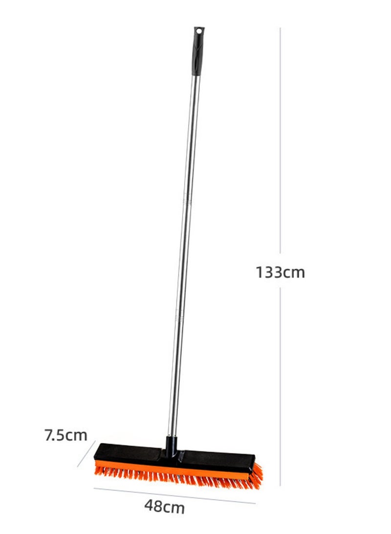 48cm(19") Wide Heavy Duty Outdoor Broom with Long Handle – 2-in-1 Sweeper for Yard, Garden, Schools, Factories, Patios & Driveways – Stiff Bristle Brush for Rough Surfaces - Image 3