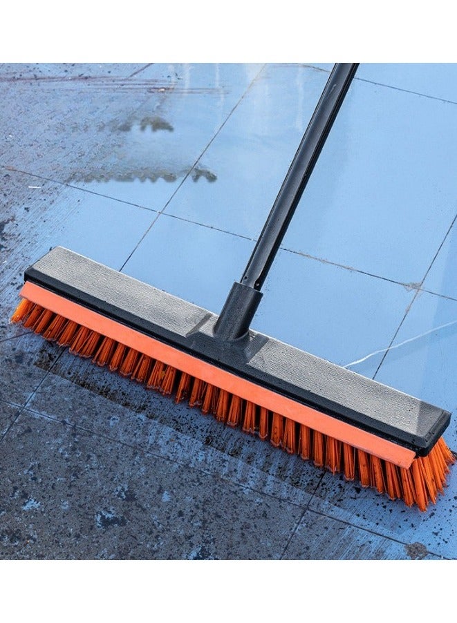 48cm(19") Wide Heavy Duty Outdoor Broom with Long Handle – 2-in-1 Sweeper for Yard, Garden, Schools, Factories, Patios & Driveways – Stiff Bristle Brush for Rough Surfaces - Image 1