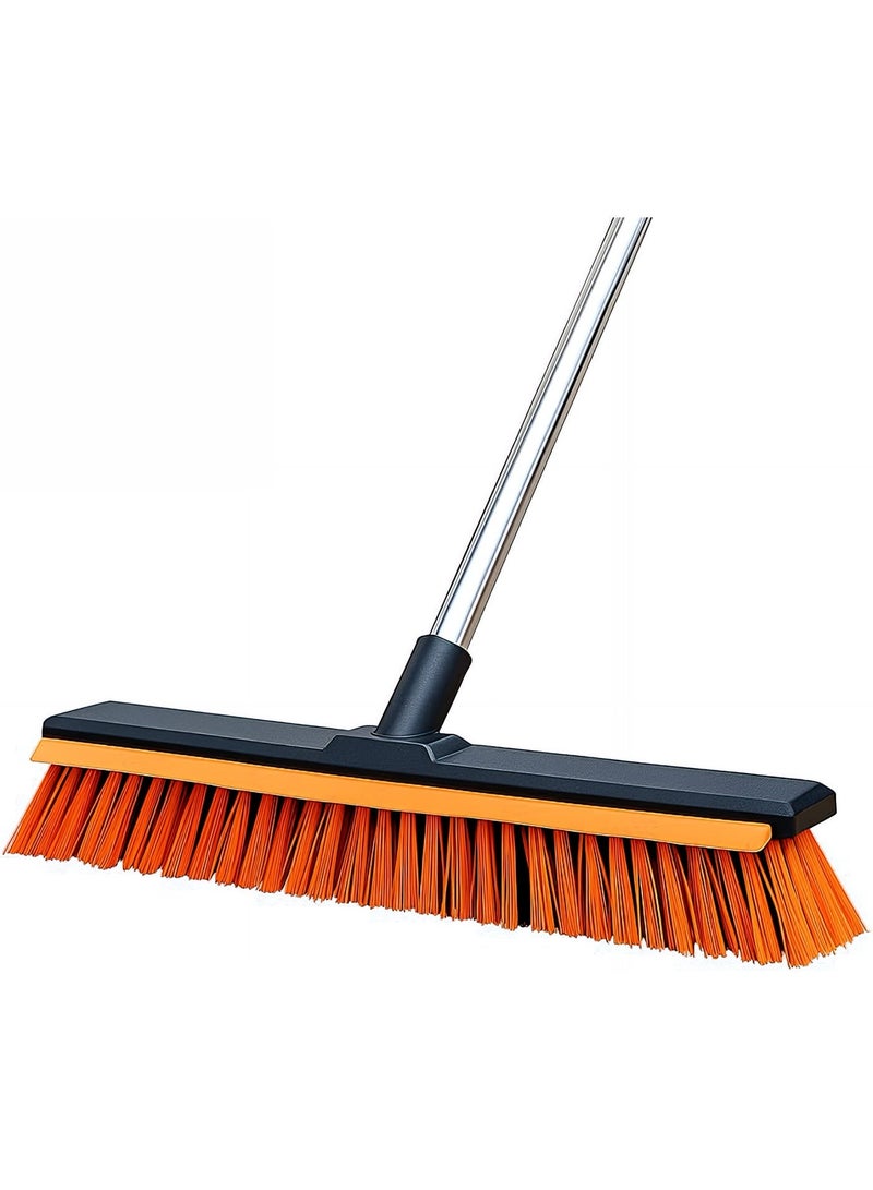 TrustMate Outdoor Broom and Floor Cleaning Brush with Squeegee, 48 cm Extra-Wide Heavy-Duty Stiff Bristle Yard Broom, 132 cm Sectional Stainless Steel Long Handle for Patio, Garden, Garage, Pool Deck and Concrete Floors - Image 1